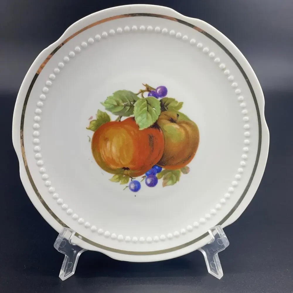 5 Vtg German Fruit Hand Painted Dessert Plates 6